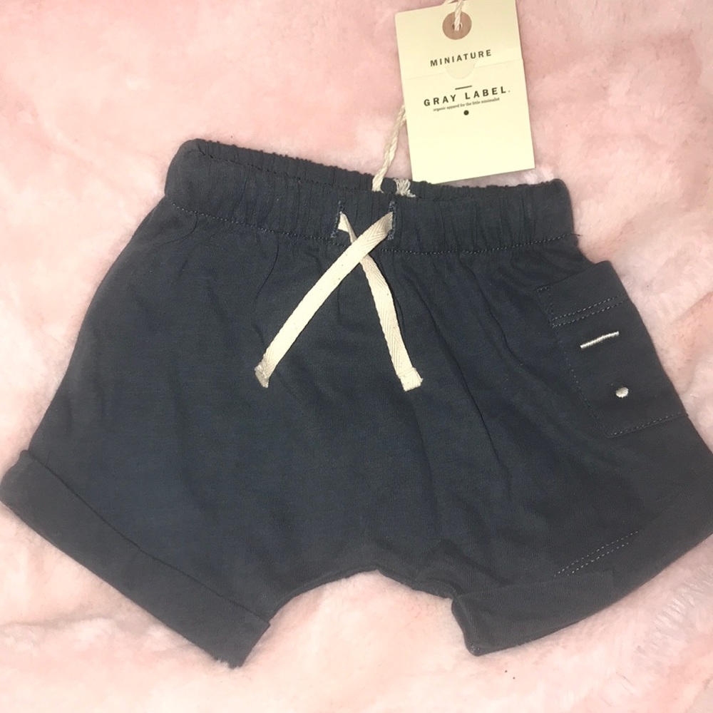 Infant boys organic shorts Gray Label new